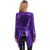 Womens Halloween Magician Dress Circus Tailcoat Jacket Sparkle Sequin Tuxedo Outerwear