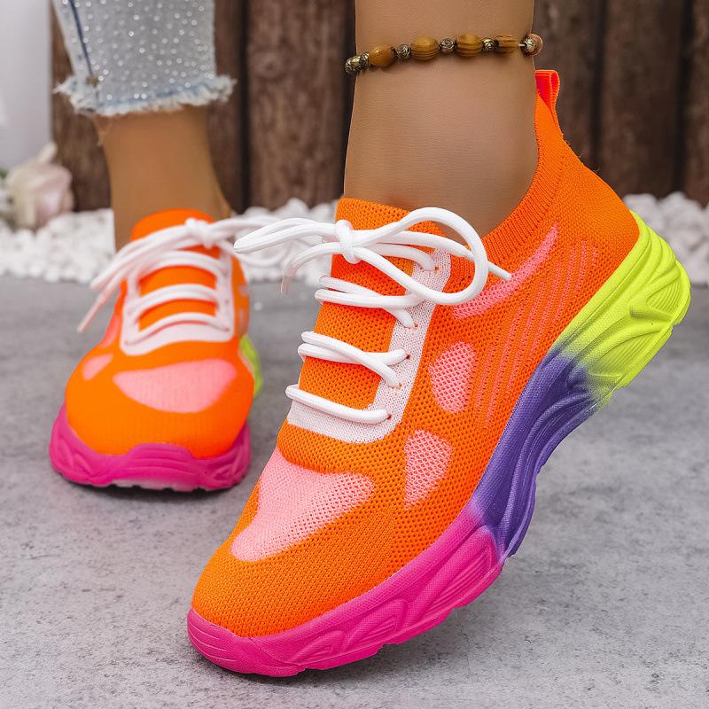 eBay European and American style new autumn low-top color matching round head flat bottom fly-woven sneakers