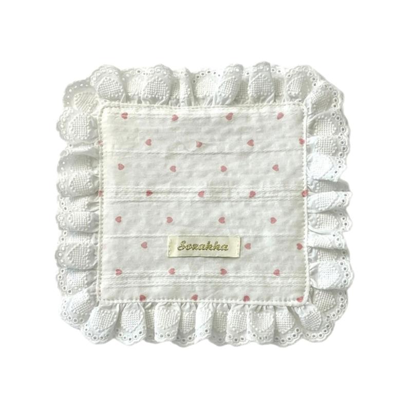 

Элегантная салфетка с оборками и хлопковые салфетки с дизайном в виде сердечек. Прочная ткань для украшения обеденного стола и вечеринок. розовый