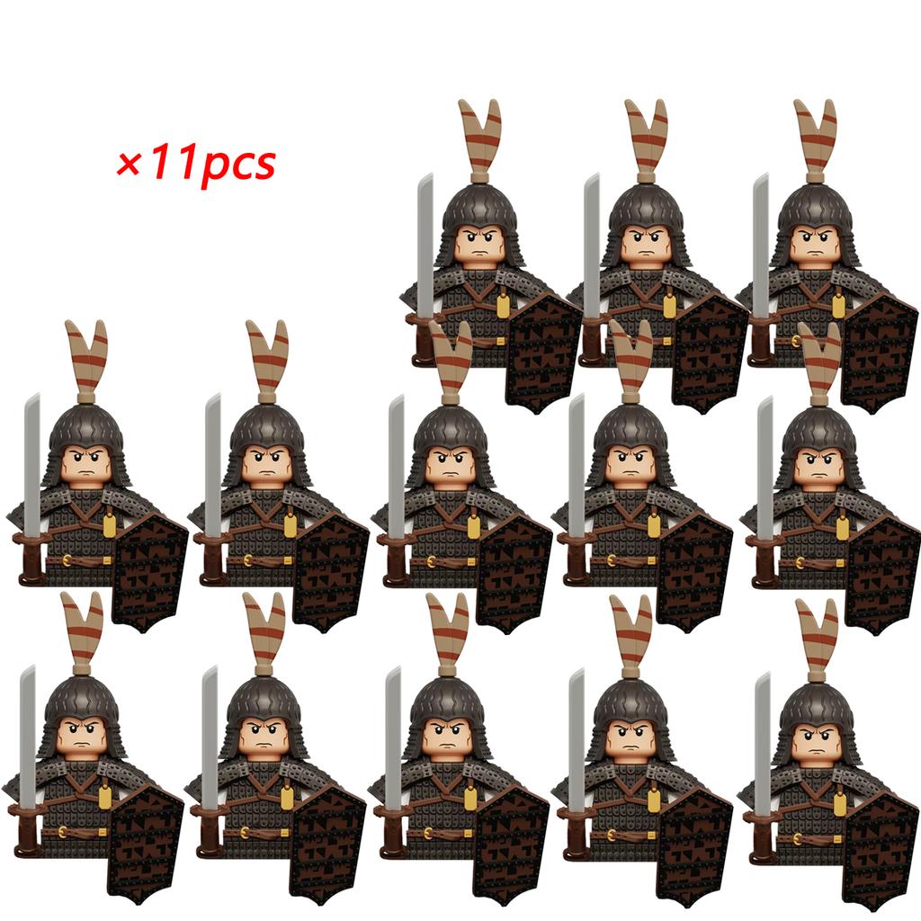 11pcs Ancient Chinese Hero Yue Fei General Military Armor Soldier Action Figures Building Block Sword Helmet DIY Brick Toy