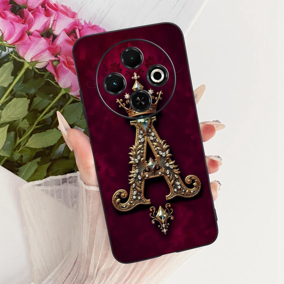 2025 Fashion Crown Letter Case For Tecno Spark 30C 30 Pro 4G Black Silicone Soft Cover For Tecno Spark30C 30 30Pro Phone Cases