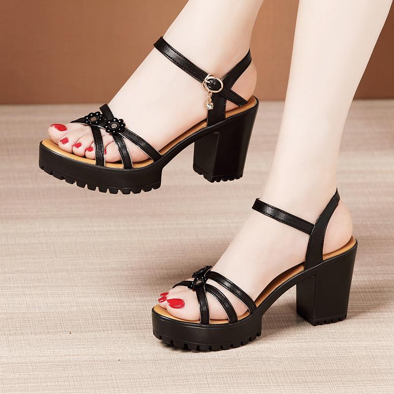 

Fashion Size 32-43 Thick Heel Platform Sandals Women s Wedding Shoes 2024 Summer New Elegant 8cm High Heel Sandals Women Office Sandals 33