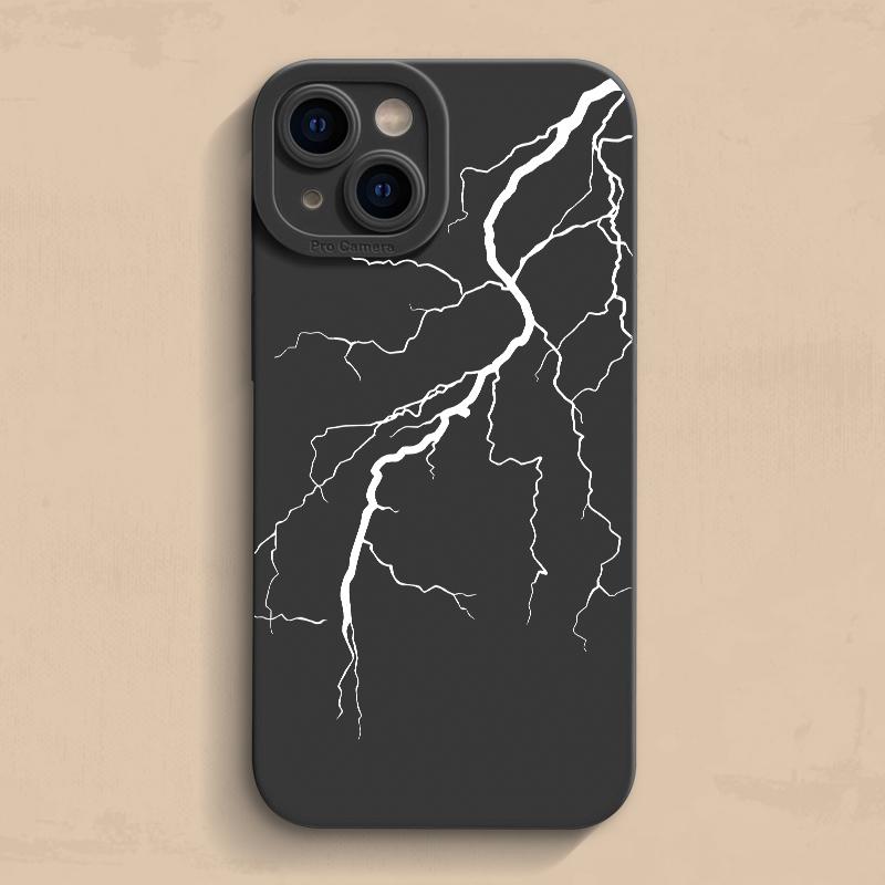 Cool Red Lightning Printed Phone Case For iPhone 16 16E 15 14 13 12 11 Pro Max 7 8 Plus X XR XS Matte Shockproof Silicone Cover