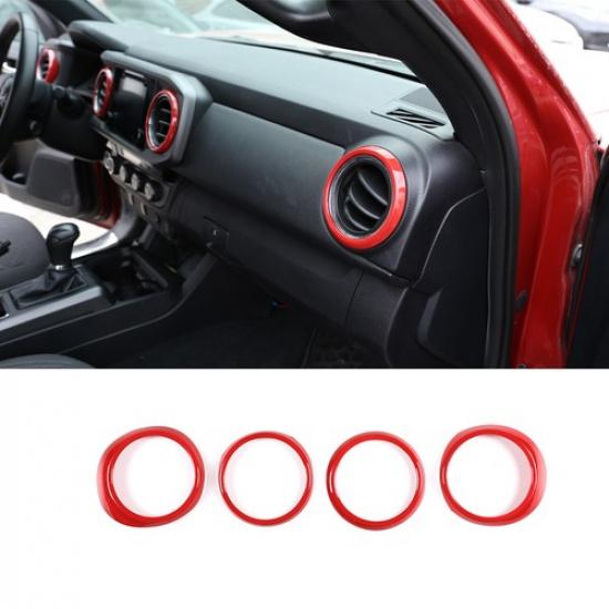 ABS Sports Red Central Control Air Outlet Ring For Toyota Tacoma 2016-