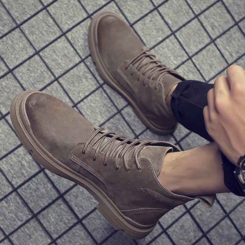2024 Winter New Male Korean Version All-matchd Fashion High-top Tooling Trendy Shoes British Men's Boots Retro Short Boots