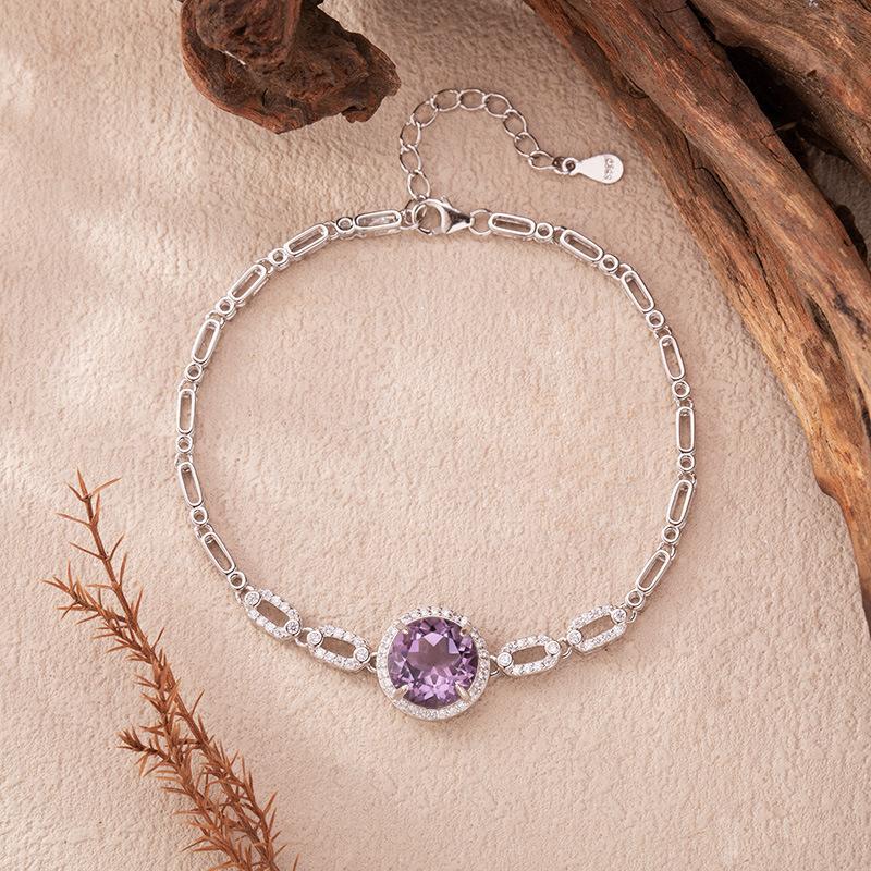 Natural Citrine Amethyst Bracelet Women'S S925 Sterling Silver Color Treasure Jewelry Xiaohongshu