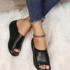 Ladies' Slippers Summer Fish-mouth Wedge Heels Decorative Buckles Sponge Cake Thick-soled Shoes Flip-flops