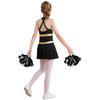 Girls Sleeveless Letters Printed Patchwork Hollow Back Dress Tassel Flower Balls Pair Cheerleading Dance Costume
