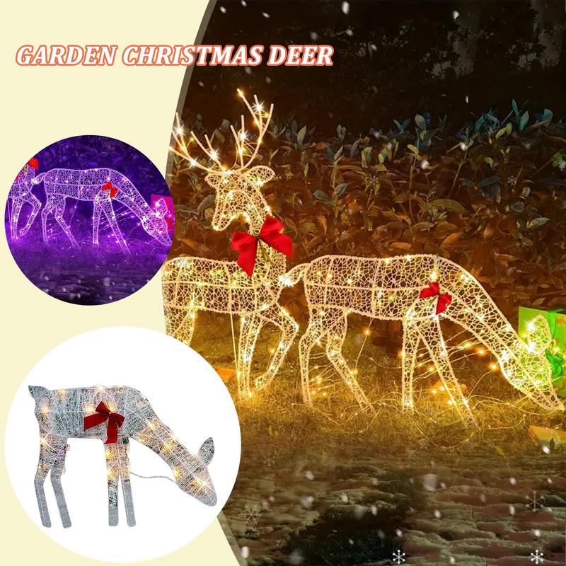 LED Light Iron Art Elk Deer Lighted Christmas Deer Glowing Glitter Reindeer Christmas Garden Decor Xmas Home Outdoor Yard Decor