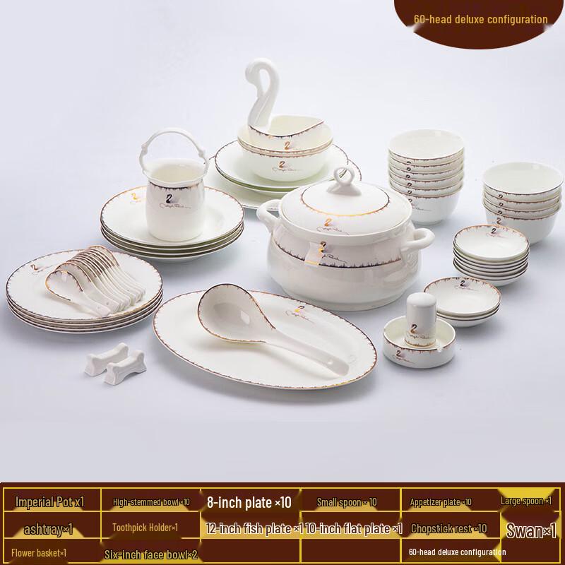 JANLA Jingdezhen 60-Piece Ceramic Dinnerware Set