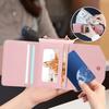 Vietao-Z Flip 7 Wallet Phone Case With Wristband Strap, Fashion Girls Leather Purse Phone Cover For Samsung Z Flip 6 5 4 3, Pink