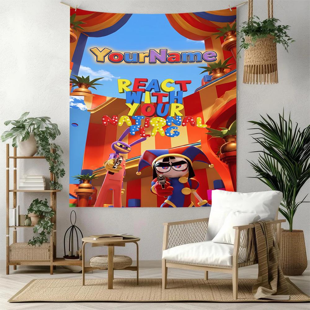 Digitaler Zirkus Individuell Ihr Name Wanddekoration Wandteppich Kunst Für Haustiermemorial Geburtstag Hochzeitsfeier Hintergrund Familien Geschenk