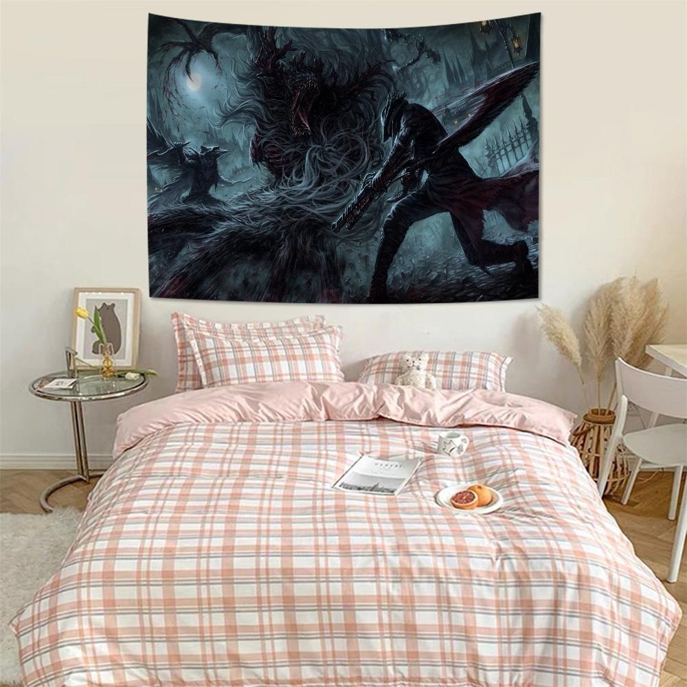 Game Bloodborne Cartoon Tapestry Art Science Fiction Room Home Decor Wall Hanging Sheets
