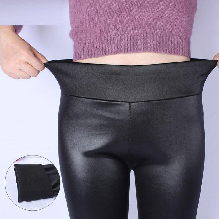 Winter Women Faux Leather Pants Warm Thickening Plus Size Velvet Thin Leggings Fashion