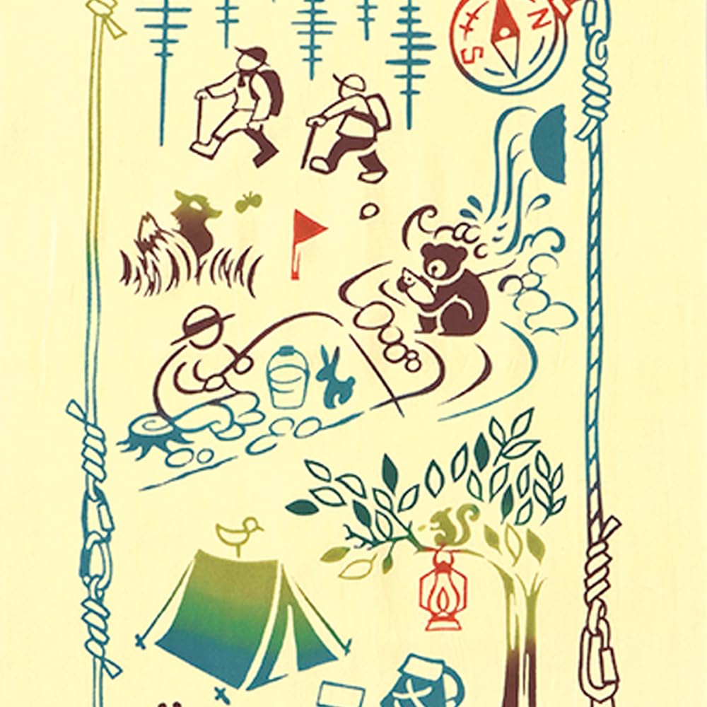 JIKAN STYLE kenema Tenugui Hand OUTDOOR Made in 35 x 90 50282 (Japanese Towel) MAP, Chū-dyed, Japan, 100% Cotton, Approx. cm,