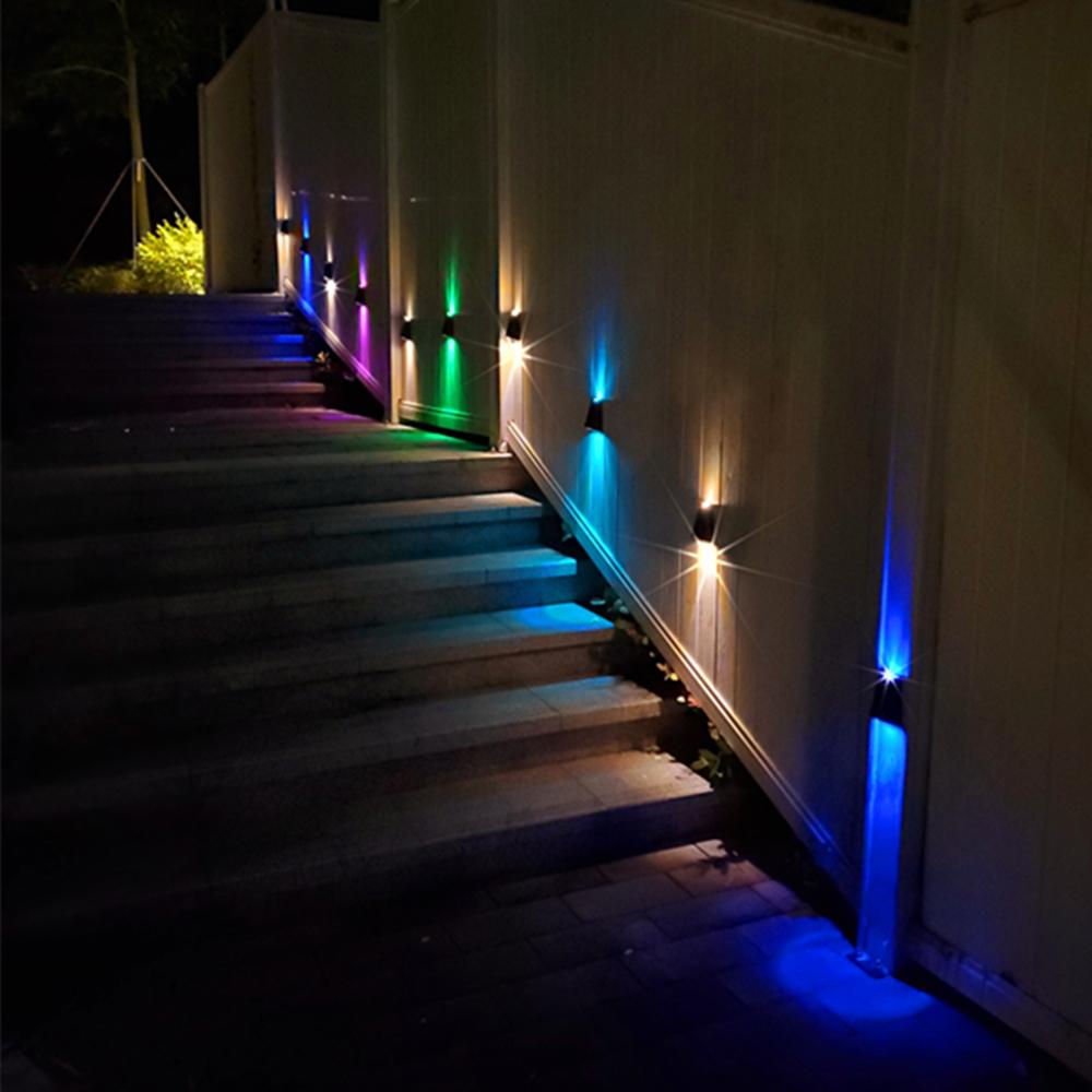 4Pcs Solar Garden Lights RGB Color Changing Waterproof Fence Stairs Wall Lamp