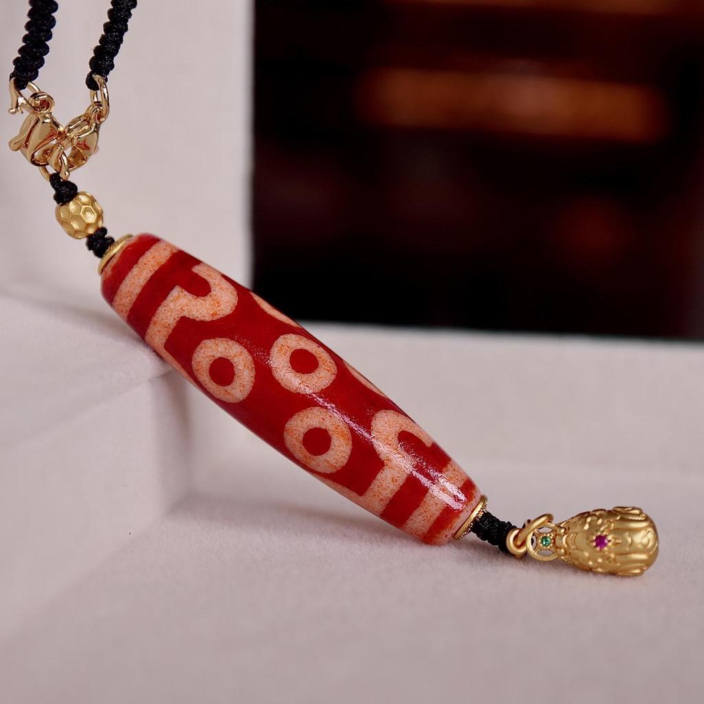 Tibetan Cultural Necklace: Agate Seven-Eyed and Five-Eyed Dzi Beads