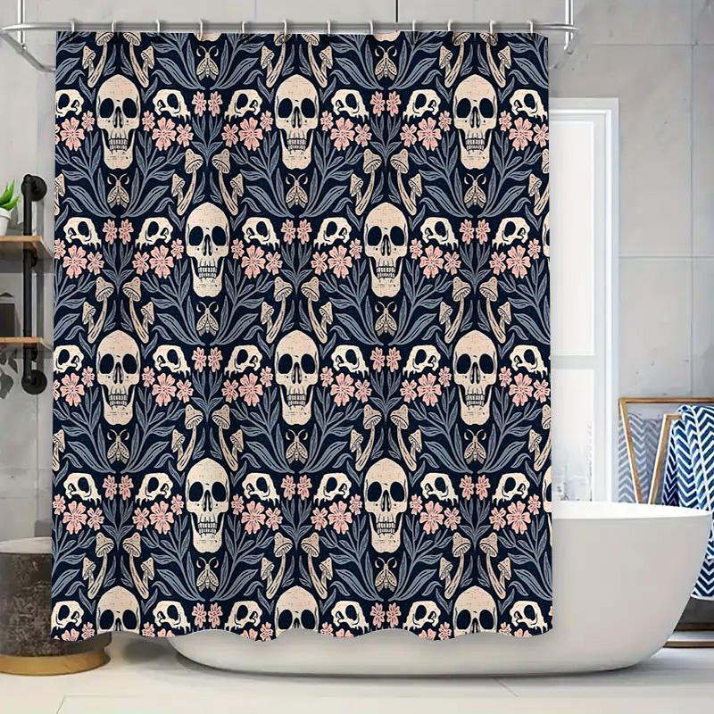 

Floral Gothic Shower Curtain Dark Botanical Vintage Halloween Decor Bathroom Set W60H190(CM)-1 Pcs