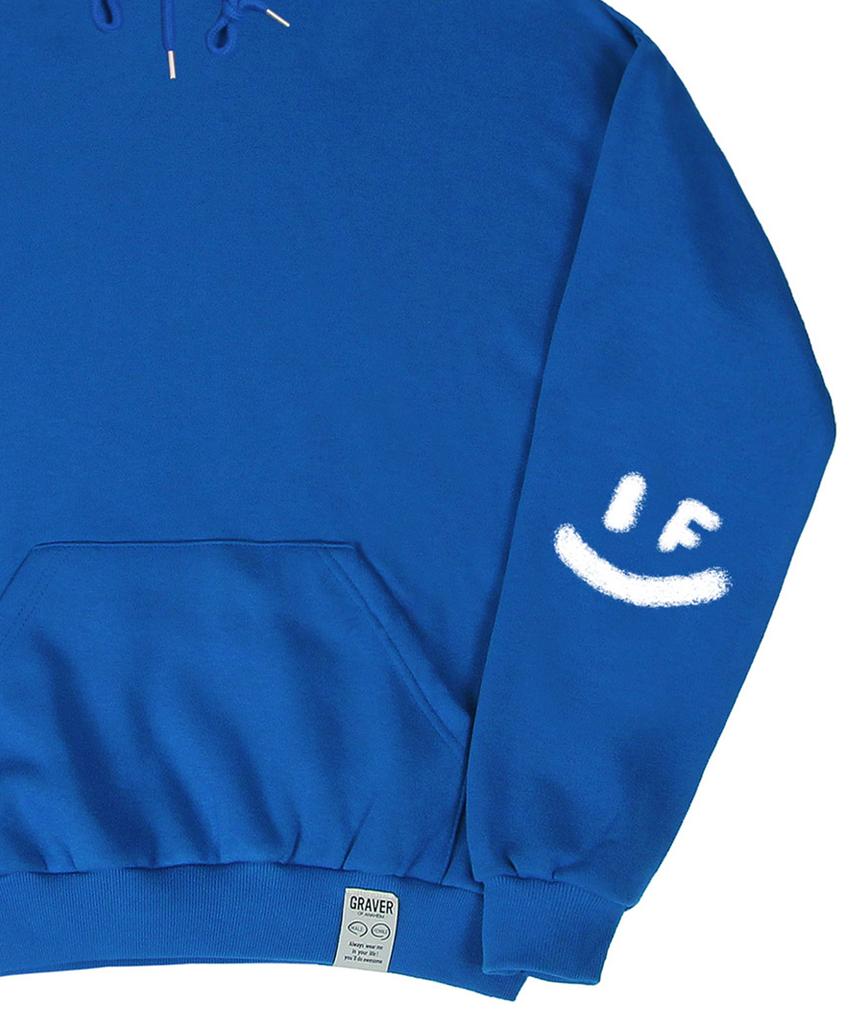 [Unisex] Elbow Spray Smile Drawing Hoodie_Cobalt Blue