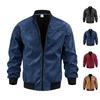 Men's Jacket Casual Vintage Long Sleeve Color Zip Up Outerwear for Spring and Fall