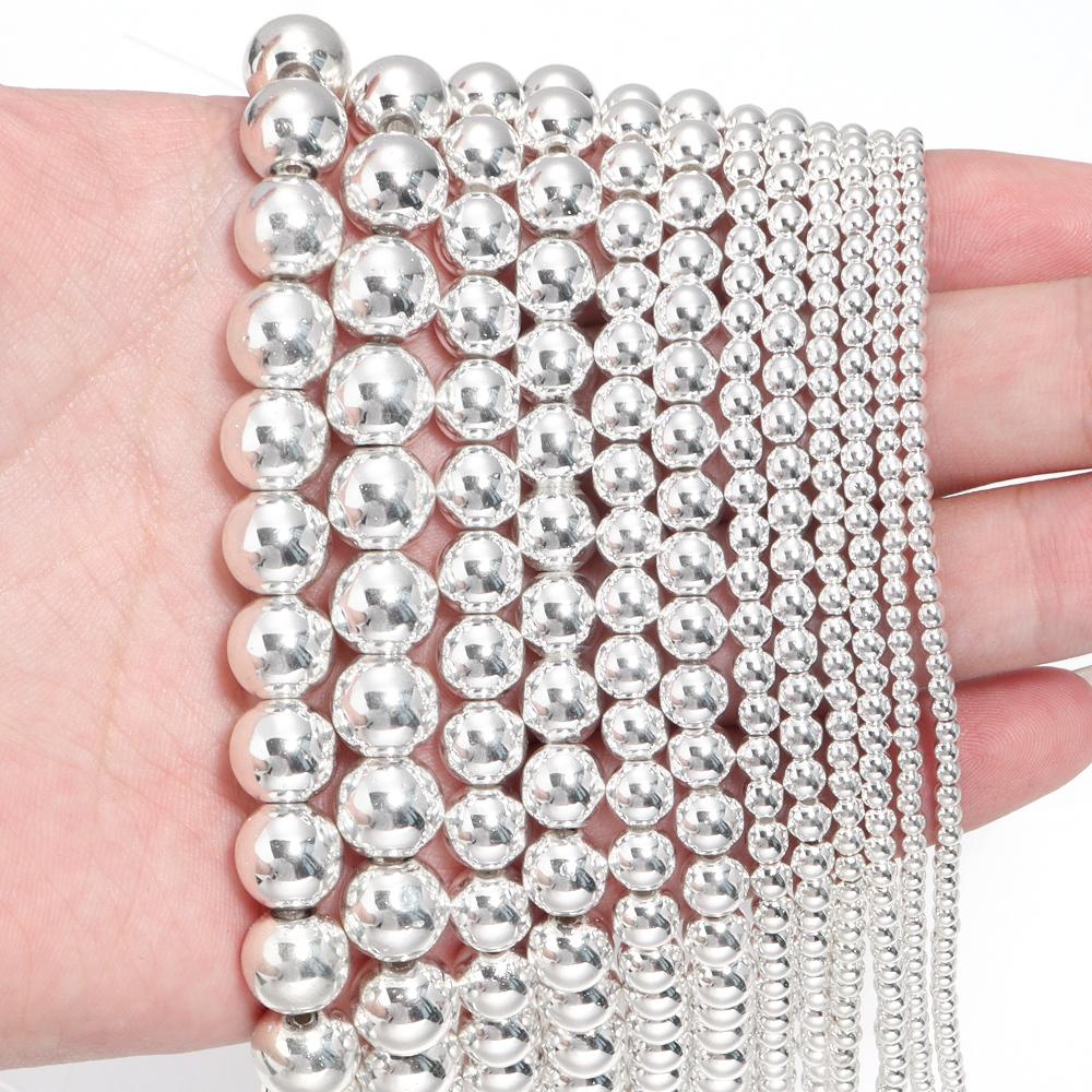 Apx 38-190pcs/Strand Round Hematite Beads Natural Stone Beads Loose Beads For Jewelry Making Diy Bracelet Accessories
