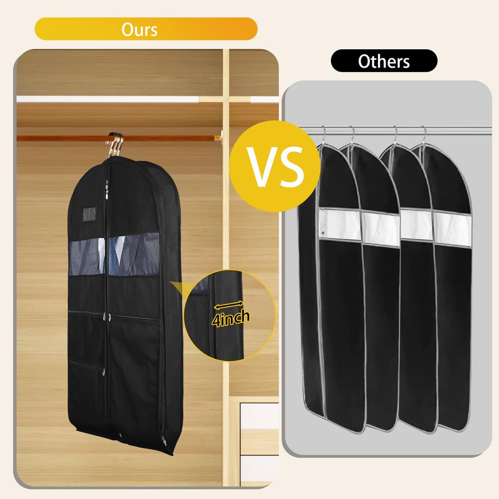 Garment Bags for Travel,Hanging Garment Bags for Men,Double Sides Zipper & Large Mesh Pockets,Monogrammed Closet Clothes Storage