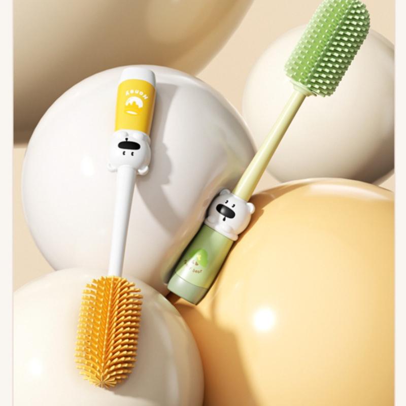 4 In 1 Silicone Baby Bottle Brush Long Handle Cup Pacifier Gap Cleaner Portable Infant Feeding Bottle Cleaning Tool