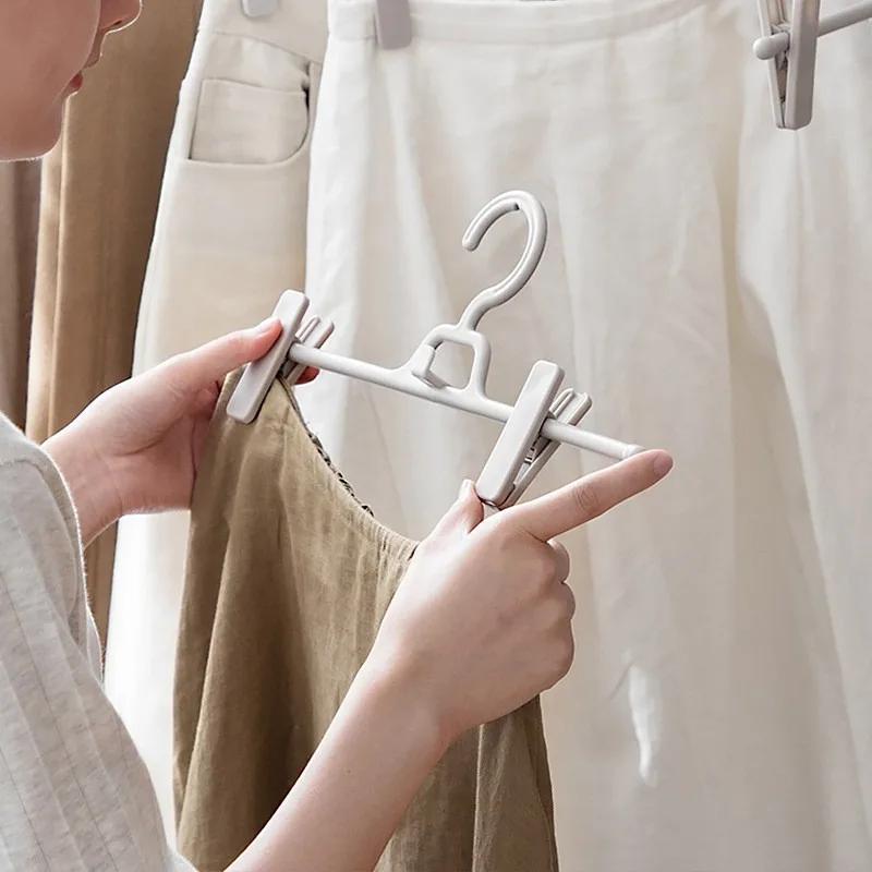Efficient Pants Rack: 5-Tier Foldable Hanger with Non-Skid Clips & Adjustable Length for Skirts/Trousers Storage Household