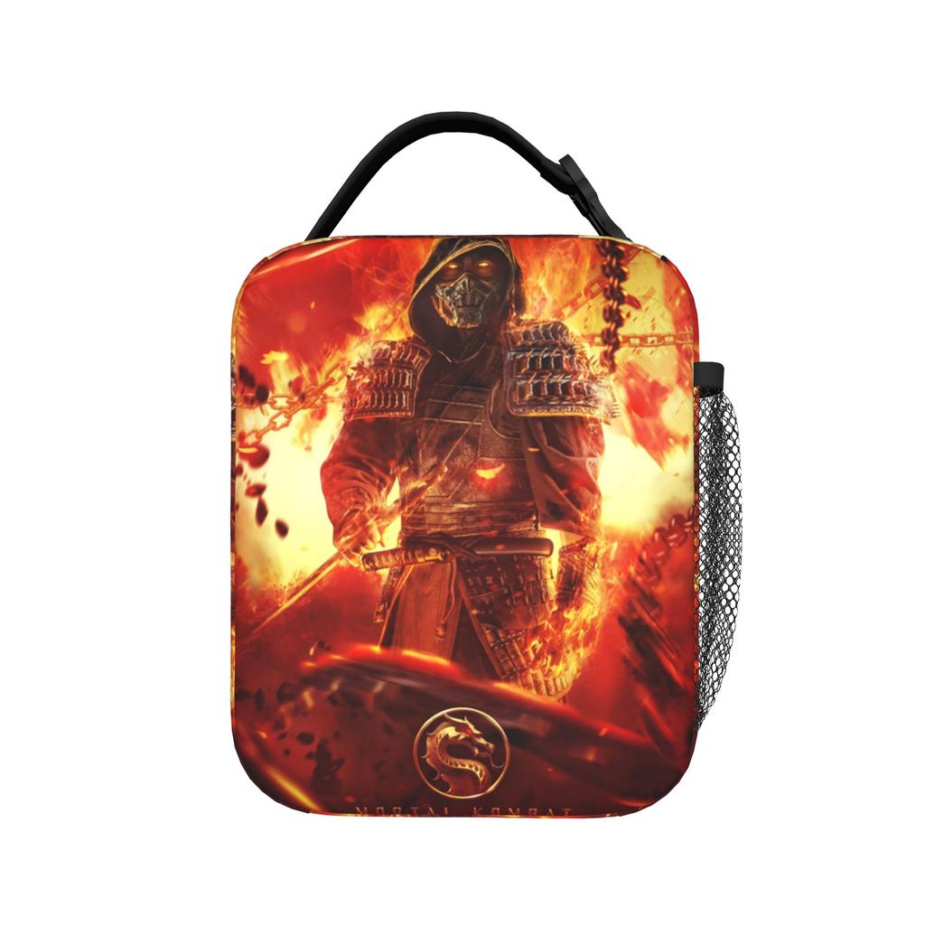Scorpion Get Over Here Insulated Lunch Bags Cooler Bag Lunch Container Mortal Kombat Game Large Lunch Box Tote College Picnic