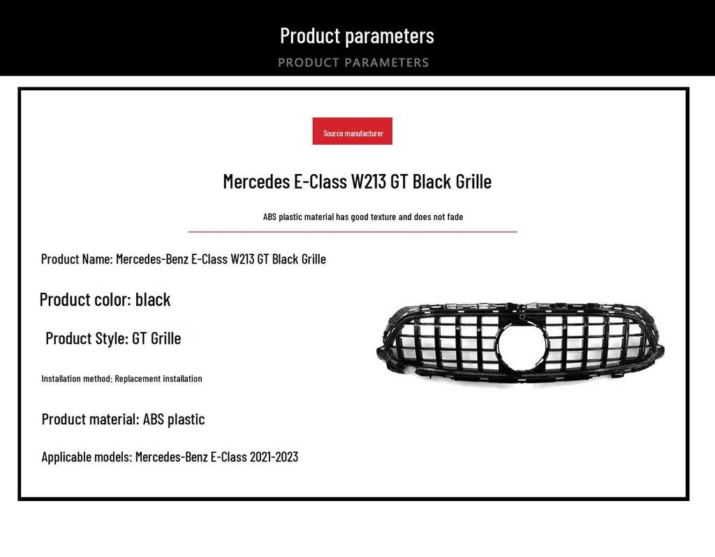 GT Black Grille Replacement for 2021-2023 Mercedes-Benz E-Class W213