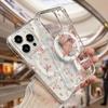 Small Pink Floral Clear Magnetic Phone Case For iPhone 11 12 13 14 15 16 17 Pro Max Plus 16E XR X XS Max 7 8 16 Plus  Hard Cover