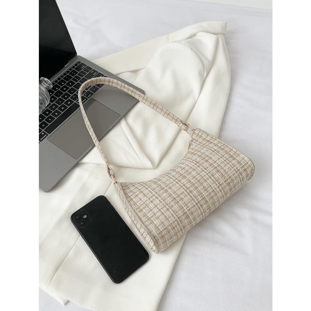 Colorblock Plaid Pattern Bag Handbag, Shoulder Bag Minimalist, Casual Lightweight, Portable
