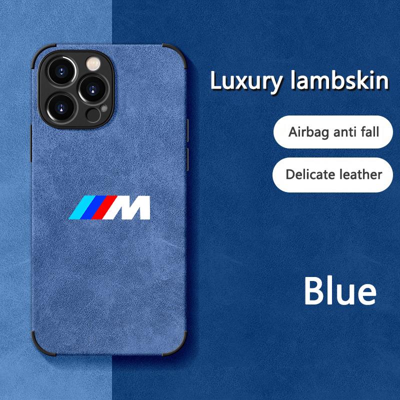 For BMW Performance Suede Car All Inclusive Phone Case For iPhone 16 15 13 14 12 Pro Max 8 XR XS 16 Plus 15Pro MAX Cover Sticker Nlvc53