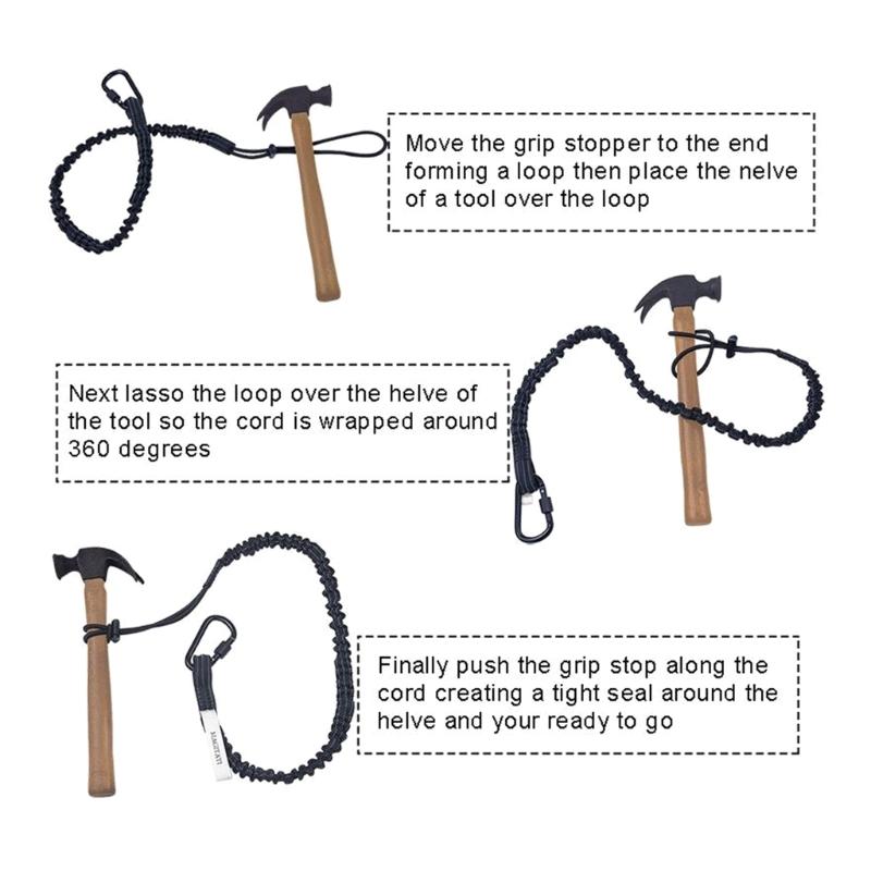 Nylon Bungee Tether Tool Lanyard With Screw Locking Carabiner Anti-Falling Safety Rope Durable Tool Lanyard Easy to Use