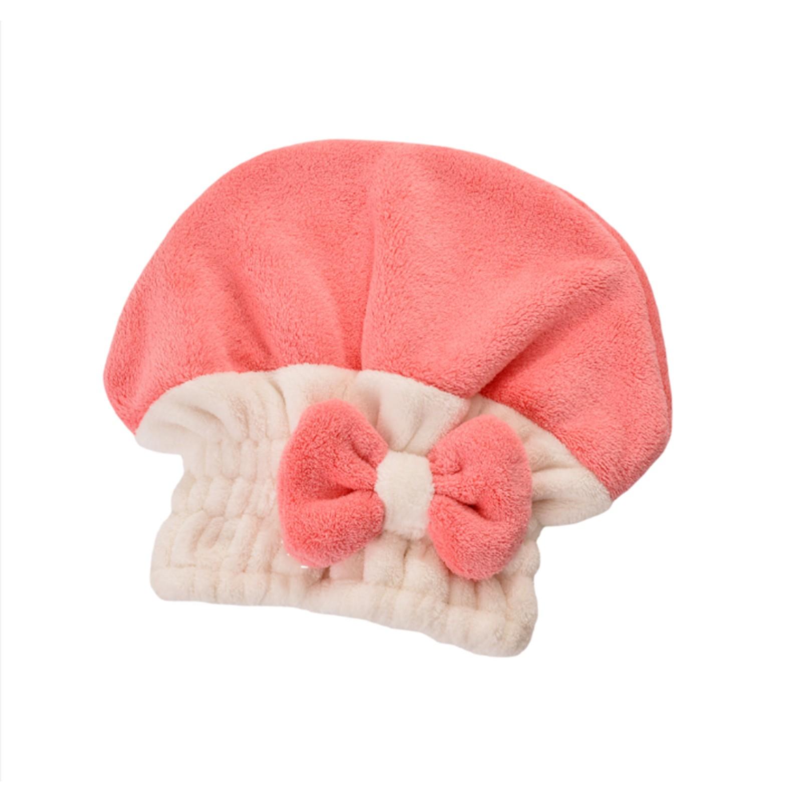 

Шапочка для сухих волос из кораллового флиса с двухцветным бантом, утолщенное впитывающее полотенце для сухих волос One Size арбуз красный