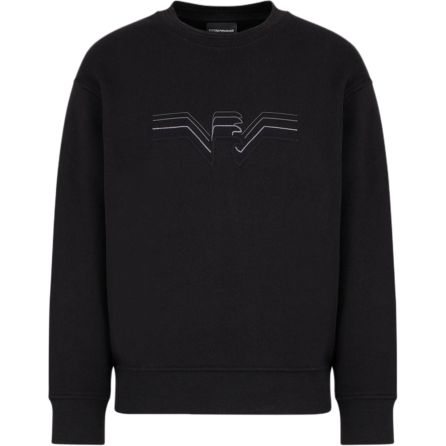 

Emporio Armani Ss24 Solid Color Logo Embroidered Crew Neck Long Sleeve Sweatshirt Men sweatshirt Black 3D1M75-1JWPZ-0999 XL