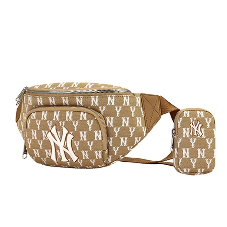 New MLB Monogram Collection Fabric Combo Bag Crossbody Bag Fanny Pack Regular Unisex Khaki 32BGCA111-50B
