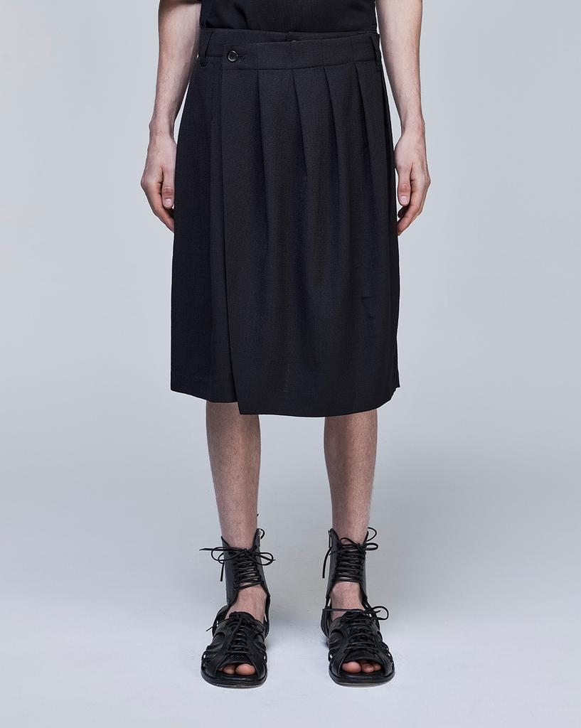 Songjio Collection Asymmetric Drape Shorts Black Sh3Pt701Bk