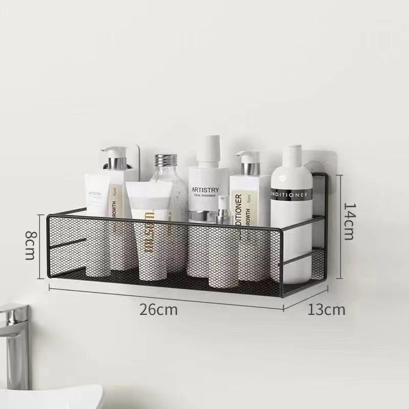 

Настенная полка для ванной комнаты, полка для шампуня в душе, аксессуары для туалета, кухонная корзина для хранения приправ без сверления, органайзер для ванной комнаты чёрный