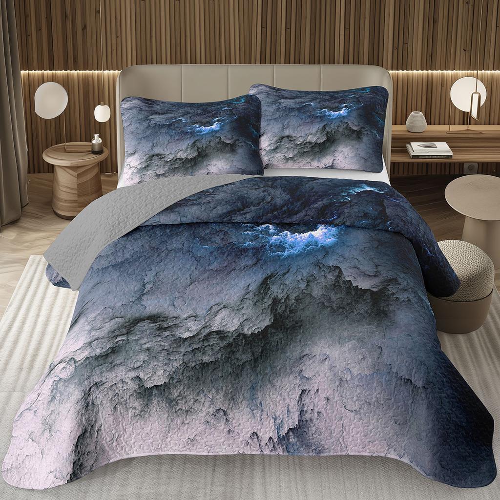 Galaxy Bedding Set Twin Queen Size for Girls Boys Teens Room Decor, Starry Sky Bedspread, Cosmos Nebula Trippy Quilted Coverlet