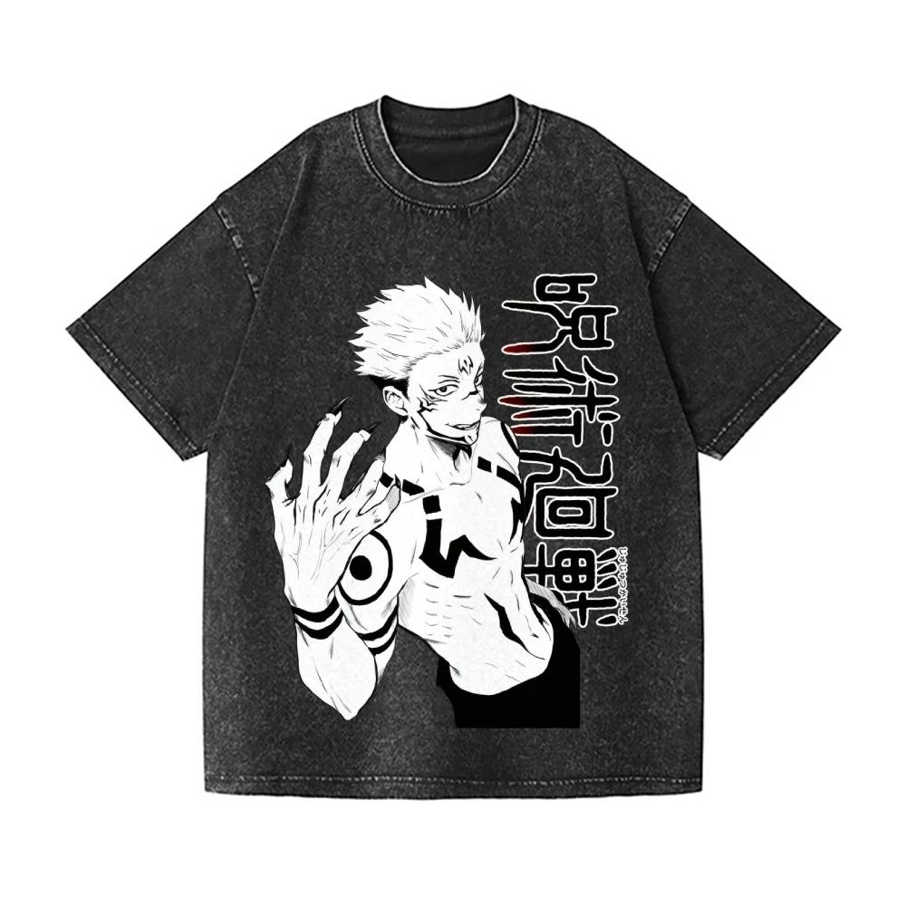 2026 New Jujutsu Kaisen Vintage Wash Japanese Design T-Shirt High-quality Streetwear Is Suitable for Both Summer Men Women