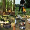 Cast Iron Dutch Pots With Wood Lid Cooking Hotpot Picnic Hanging Soup Pots Camping Cooking Pots Outdoors Accessories