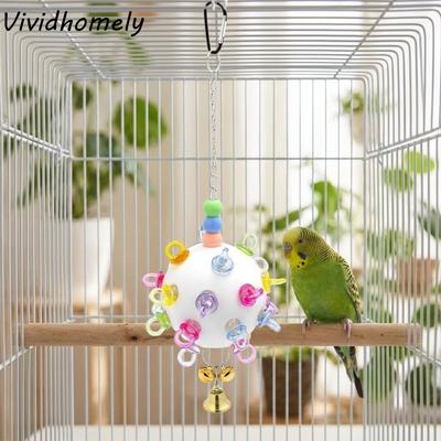 Plastic Parrot Chewing Toy Detachable Bite Resistant Bird Cage Toy Auditory Stimulation with Bell Parrots Chew Swing
