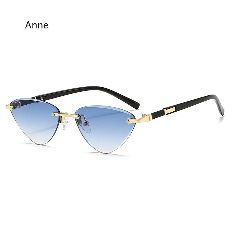 Rimless Sunglasses Cat Eye Fashion Popular Women Men Shades Small Ellipse Sun Glasses for Female Male Party Traveling Oculos