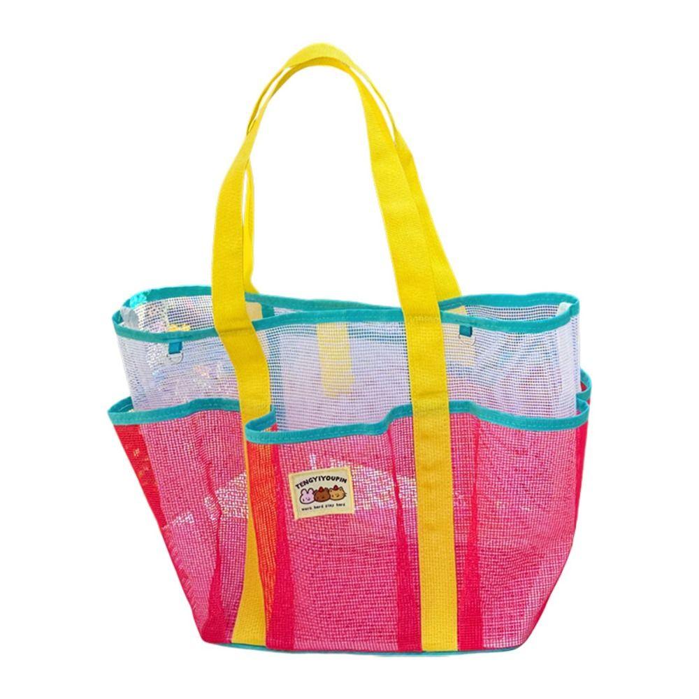 Nylon Swimming Bag Dry Wet Mesh Handbag Soild Color Mesh Beach Bag Shower