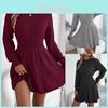 Street Style A Line Dress With Lantern Sleeves And Turtleneck For Fall Winter