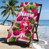 Custom Name Personalized Strawberry Shortcake Print Beach Towel, for Trip Camping Beach Party Home Decor, Birthday Gift for Family & Friends
