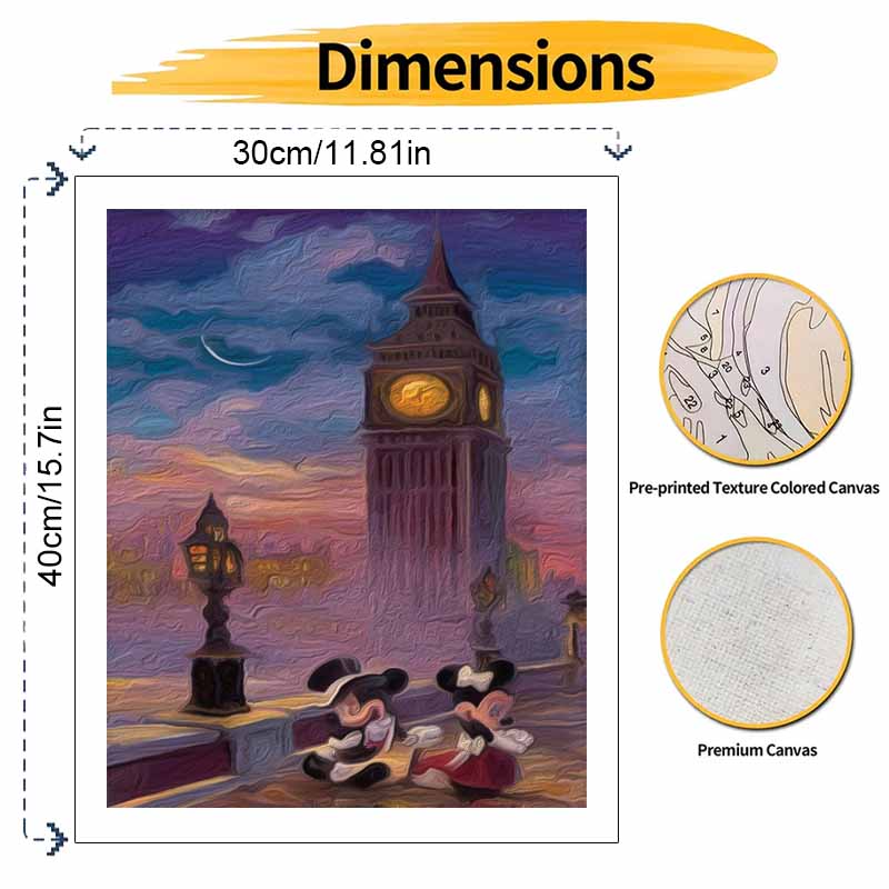 Disney Big Ben Mickey Minnie Paint By Number Kit Drawing Canvas DIY Picture Home Decor Painting Wall Art Oil Craft Decoration Gift