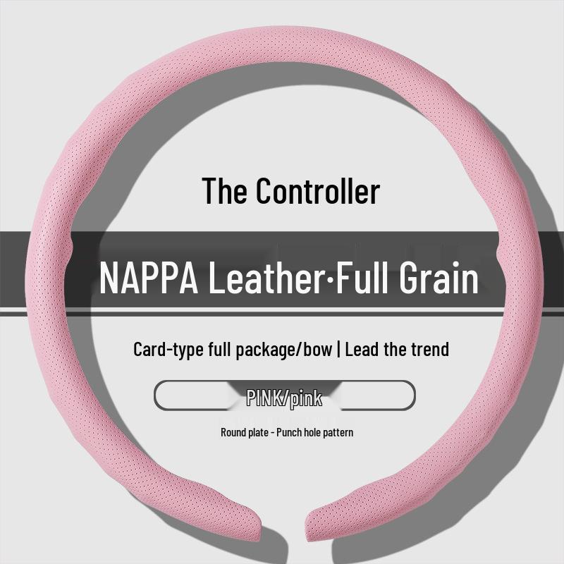 Premium Nappa Leather Steering Wheel Cover - Anti-Slip, Breathable, Ultra-Thin, All-Season