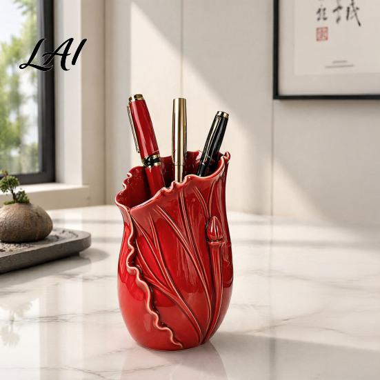 Unique Desk Organizer for Pens Lotus Leaf Pen Holder Decorative Pencil Modern Minimalist Desktop Office Supplies Makeup Brushes Stylish Holder